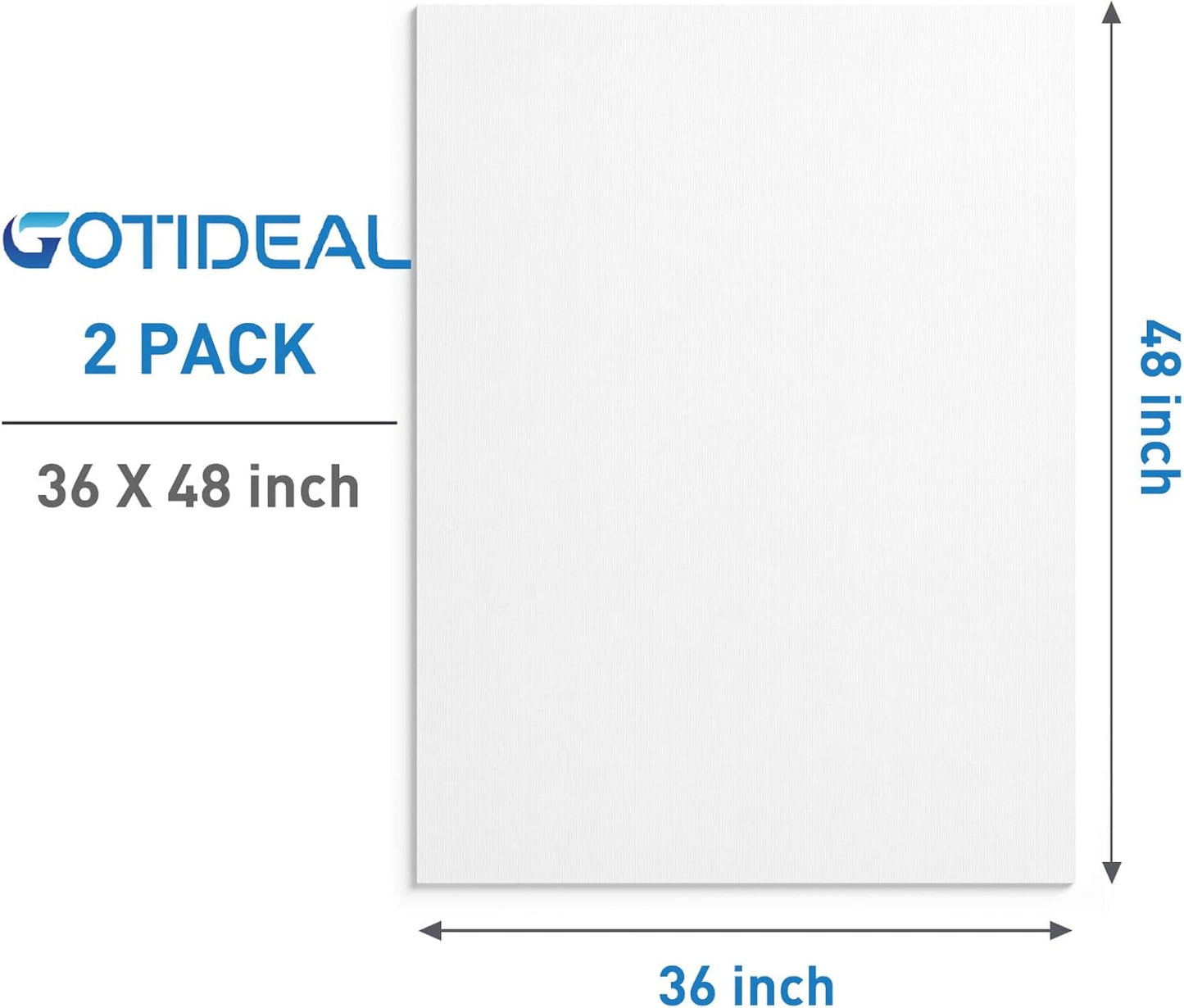 GOTIDEAL Stretched Canvases for Painting, 36x48" Inch Set of 2, Primed White - 100% Cotton Blank Art Large Canvas Boards for Painting for Acrylic Pouring, Oil Paint Dry & Wet Art Media