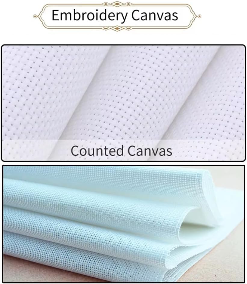 Threadhaven Cross-Stitch Kit 14CT Aida Counted Embroidery Complete Set with Fabric, Threads-Premium Beautiful Girls Design for Adults & Beginners- The Girl with The Wreath 16.1''×20''