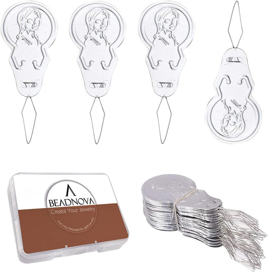 BEADNOVA Embroidery Needle Threader Tool 50pcs Aluminum Sewing Machine Needle Threader for Hand Sewing Cross Stitch Craft Knitting Quilting (50pcs)