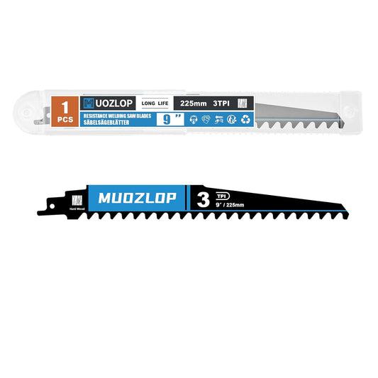 1 Pack 9 inch Reciprocating Saw Blades Set，3 TPI High Carbon Saw Blades for Wood Cutting ，Saw Blades with Organizer Case (1, 3T/9inch)