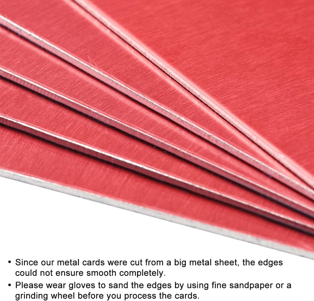 uxcell Blank Metal Card 100x60x1mm Anodized Aluminum Plate for DIY Laser Printing Engraving Red 5 Pcs