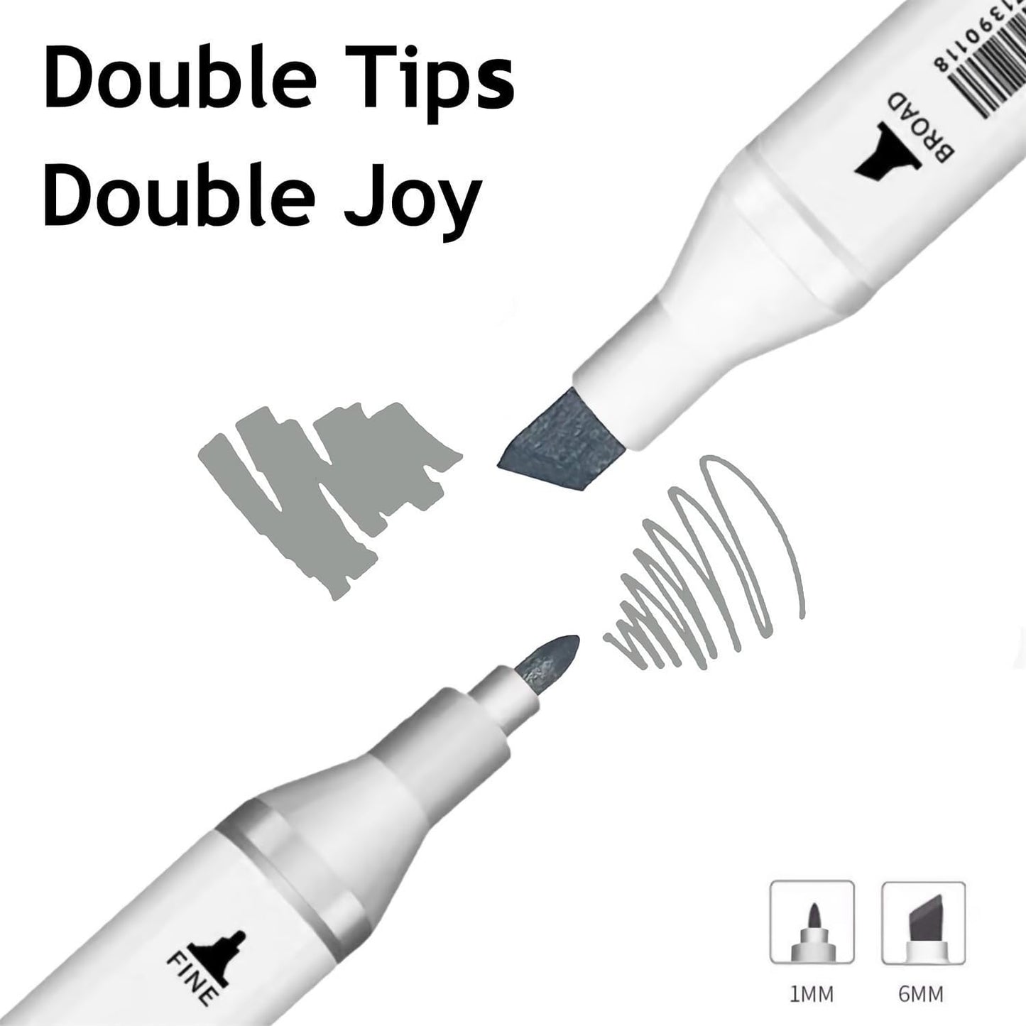 6pcs Grey Gray Alcohol Markers Set for Building Interior Design, Dual Tips Art Markers Drawing Sketched Double Tipped for Adults Kids (Cool Grey)