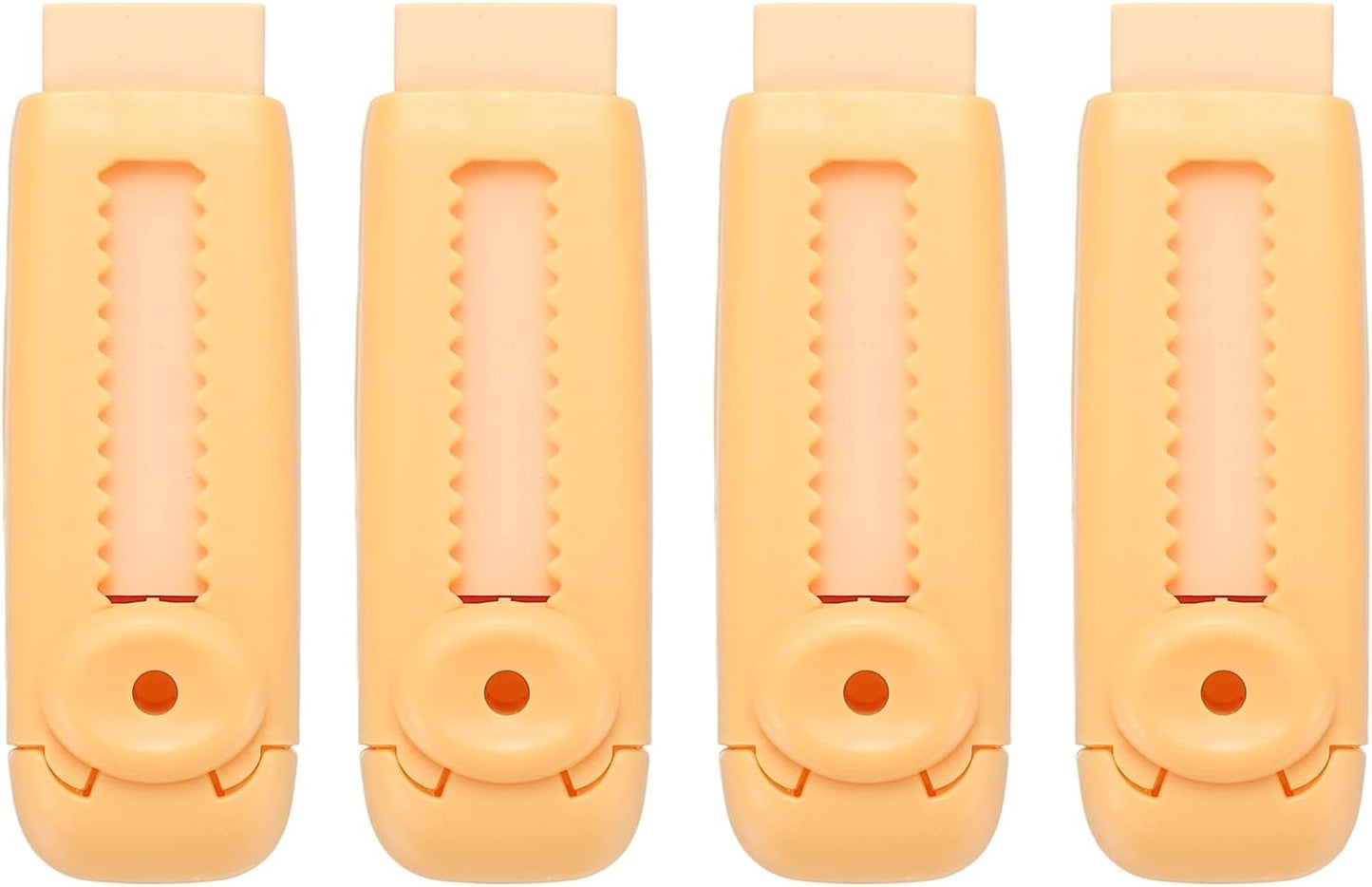 PATIKIL 4 Pack Erasers, Sliding Retractable Eraser Push Pull Cute Pencil Erasers Soft Large Easy to Clean with Plastic Sleeve for Sketching Drawing Artists Teacher Pencils, Orange