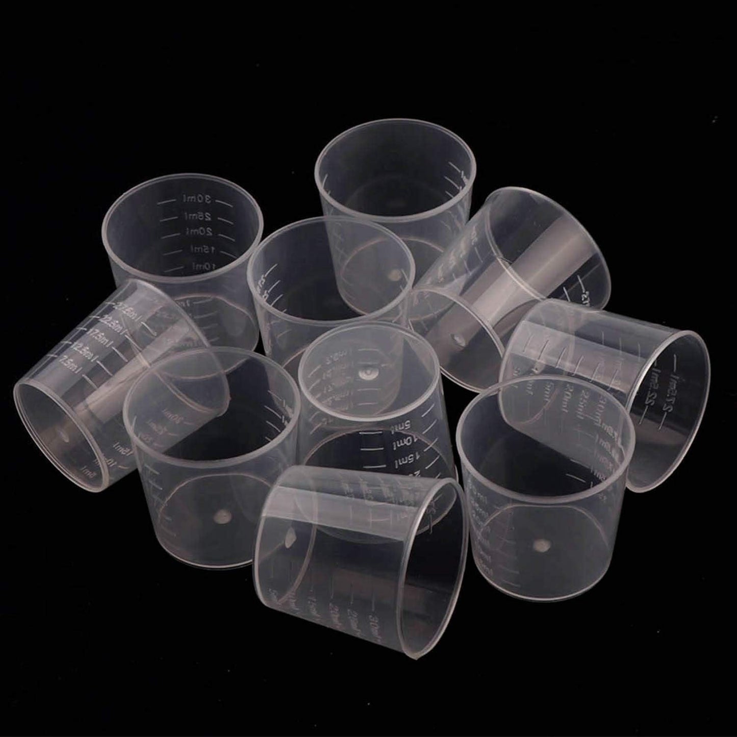 300 Pack 1oz/30ml Plastic Graduated Cups Transparent Scale Cups with 300 Pack Wooden Stirring Sticks for Mixing Paint, Stain, Epoxy, Resin