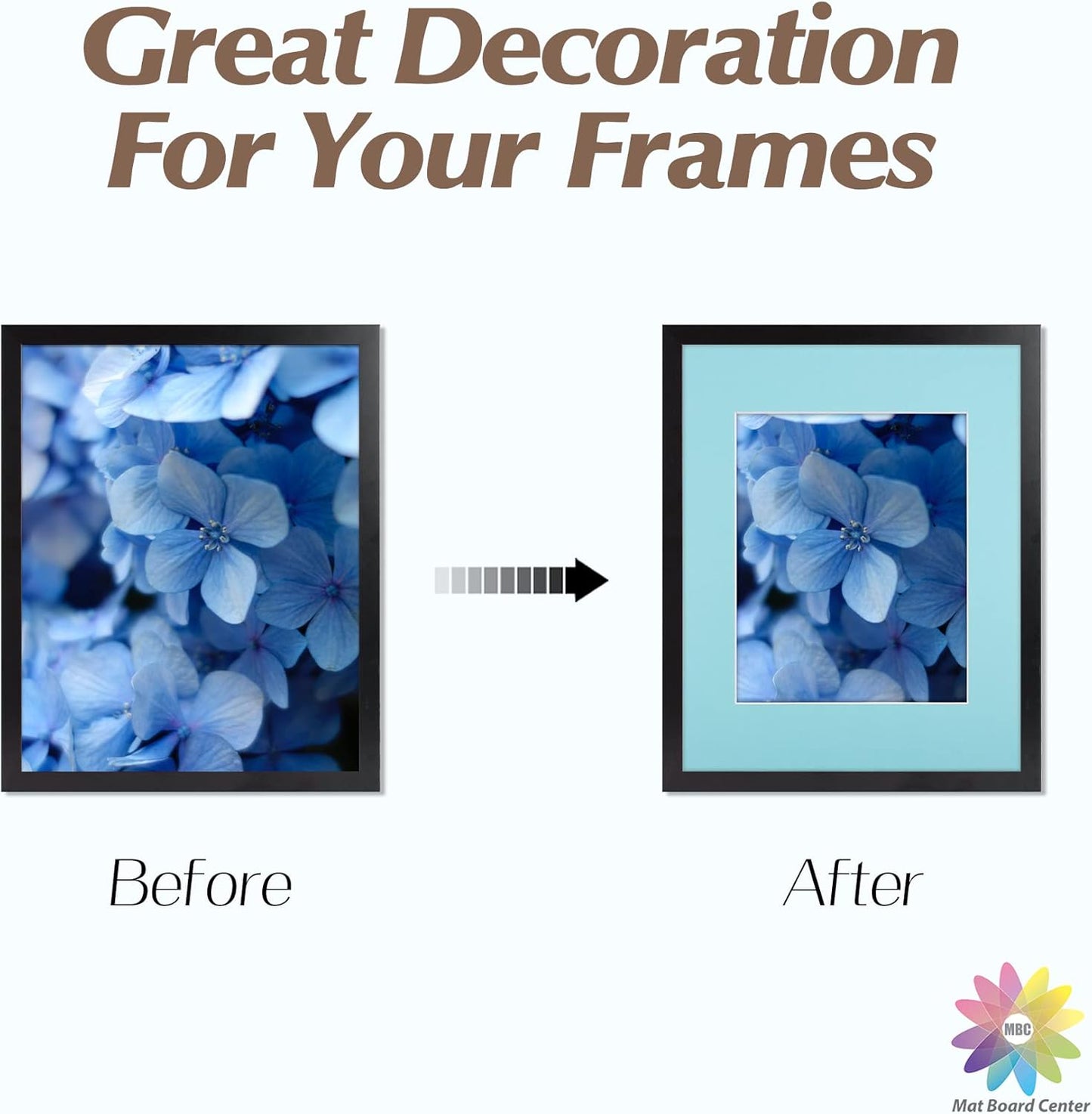 Mat Board Center, Pack of 10, 11x14 for 8x10 Deep Blue Color Mats - Acid Free, 4-ply Thickness, White Core - for Pictures, Photos, Framing