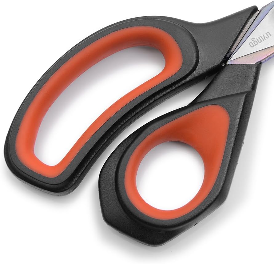 LIVINGO 2 Pack Premium Tailor Scissors Heavy Duty Multi-Purpose Titanium Coating Forged Stainless Steel Sewing Fabric Leather Dressmaking Comfort Grip Shears Professional Crafting (8.5 & 9.5INCH)