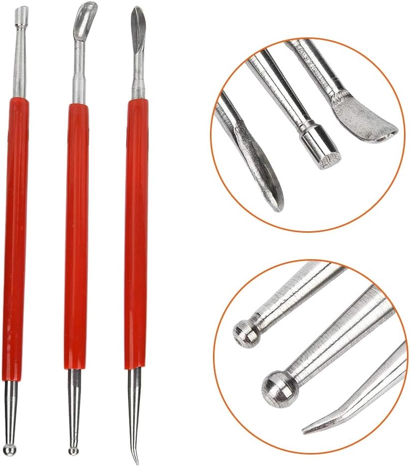 Fayelume 8PCS Leather Carving Tools, Spoon Embossing Tool, Point Drill Leather Tooling Kit for Leathers Craft, Wax Clay Shaping, DIY Embossing