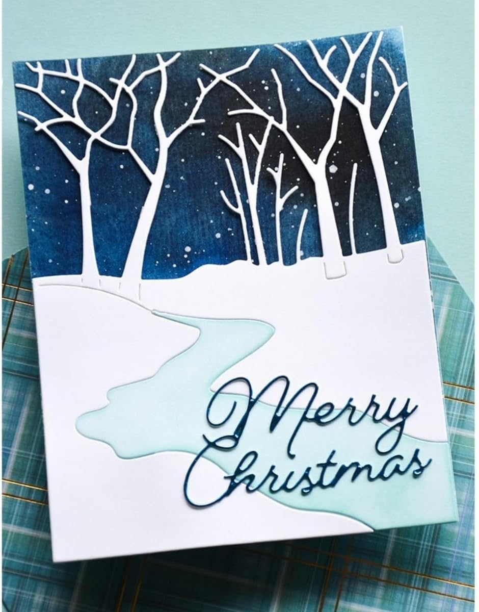 Mvchifay Cutting Dies Happy Birthday Metal Stencils Scrapbooking Tool DIY Emboss Paper Card Making (Roads and Trees-11x14cm)