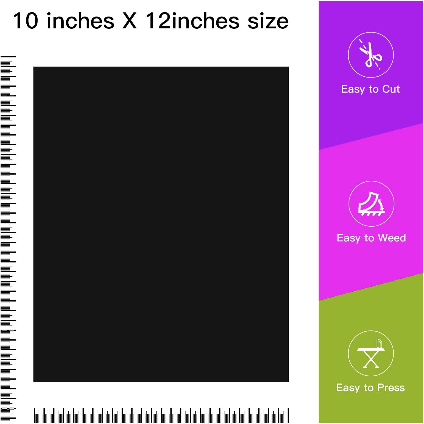 JANDJPACKAGING Black Heat Transfer Vinyl for T- Shirts- 10 Sheets,10"x12" Black HTV Iron On Vinyl for Cricut and Silhouette Cameo Including Teflon Sheet