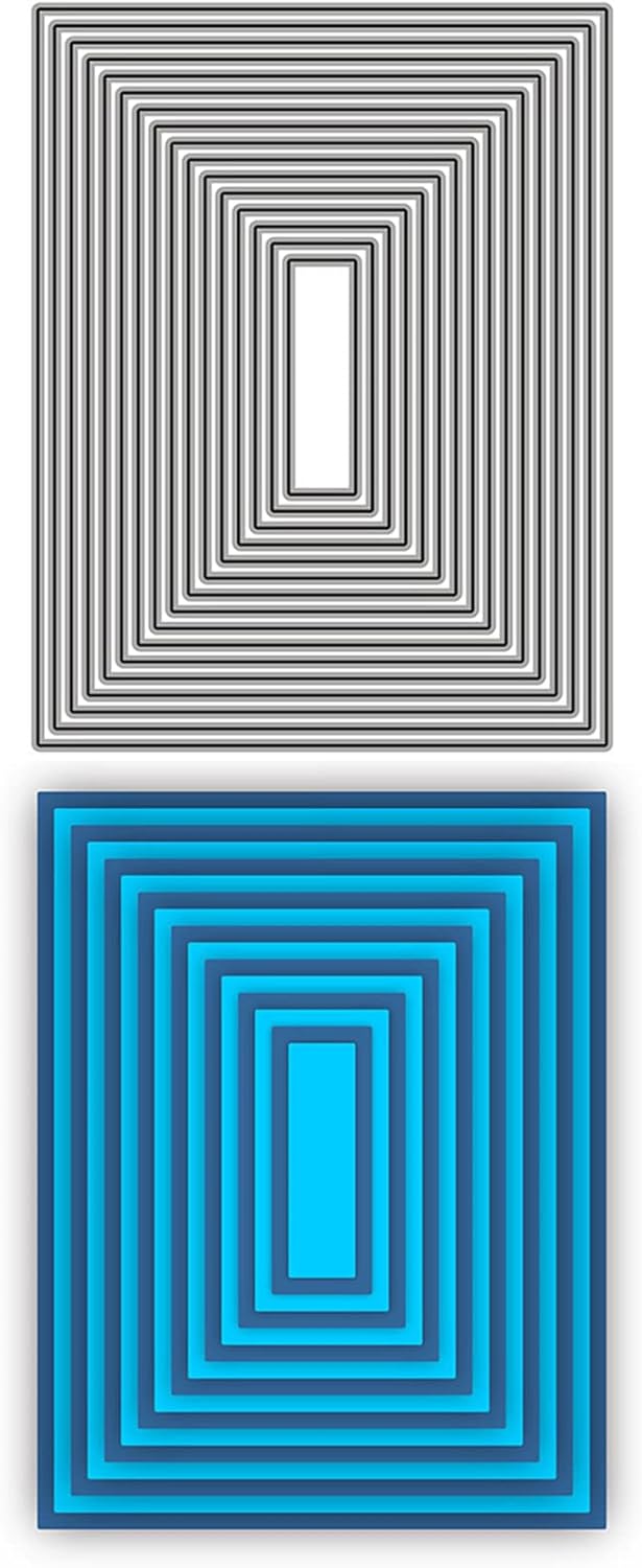 Cutting Dies Metal Stencils Scrapbooking Tools Flowers Lace Frame DIY Embossing Template for Paper Card Making Album Arts Crafts Supplies (Rectangular Set-11.1x14.3cm)