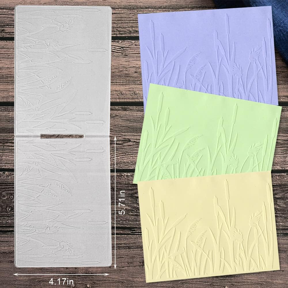 3-D Textured Impressions Reed Grass Embossing Folder, Background Plastic Embossing Folder Template for Card Making Scrapbooking Paper Craft Album Stamps DIY Décor