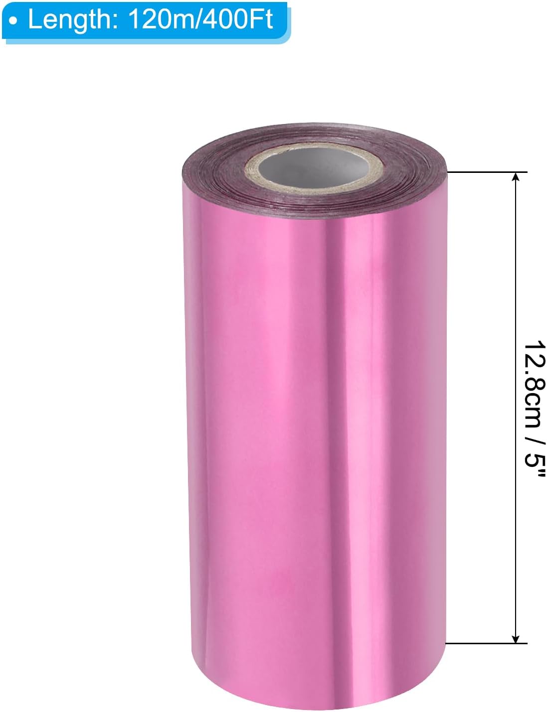 PATIKIL 5"x400Ft Hot Stamping Foil Paper, Heat Transfer Hot Stamping Paper Foil Roll for Leather DIY Logo Decor Craft Gift Package Scrapbook Card, Pink