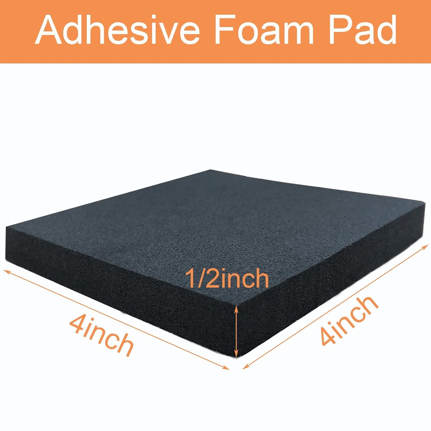 8 Pcs Black Adhesive Foam Padding, Closed Cell Foam Sheet 1/2" Thick 4 Inch X 4 Inch, Neoprene Rubber Pad Self Stick Anti-Slip Adhesive Anti Vibration Pad (4inX 4inX 1/2in, 8)
