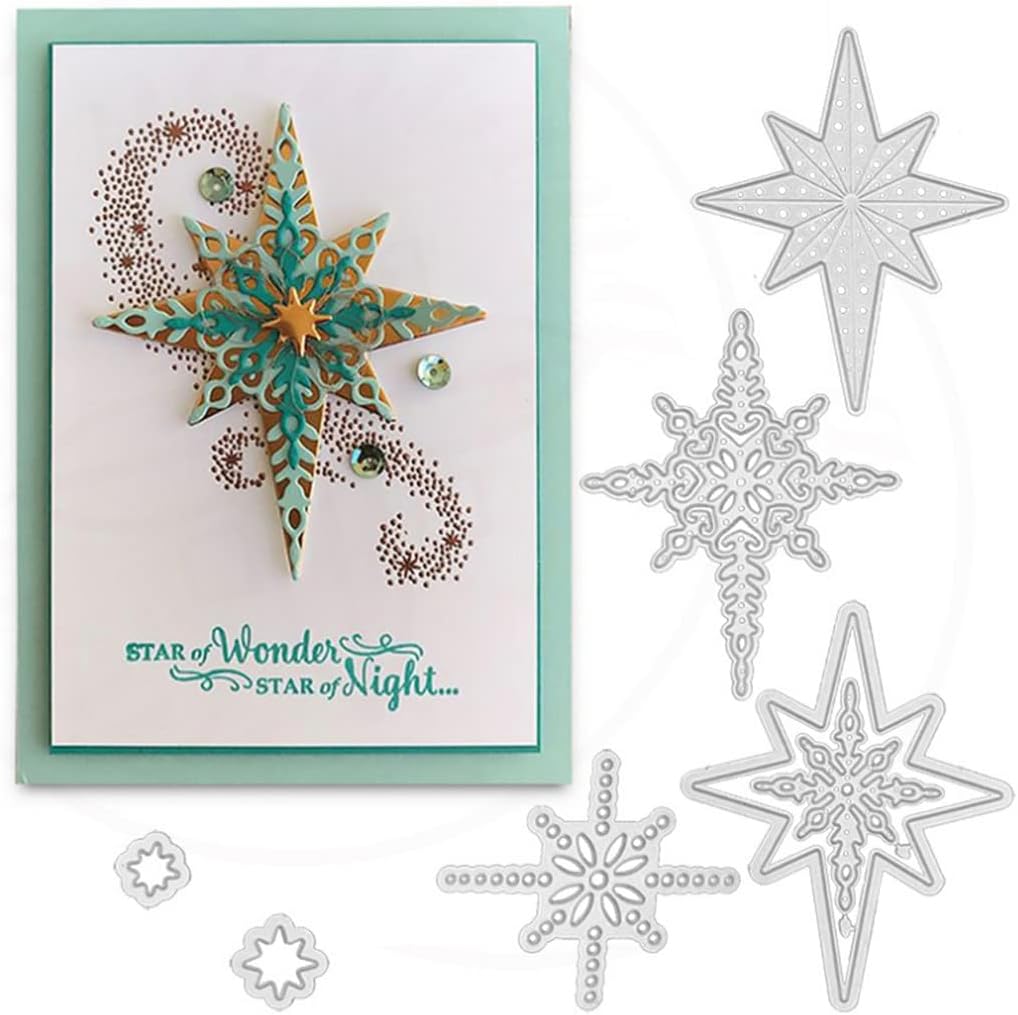 Mvchifay Cutting Dies Happy Birthday Metal Stencils Scrapbooking Tool DIY Emboss Paper Card Making (6 Pcs snowflakes-12.4x8.3cm)