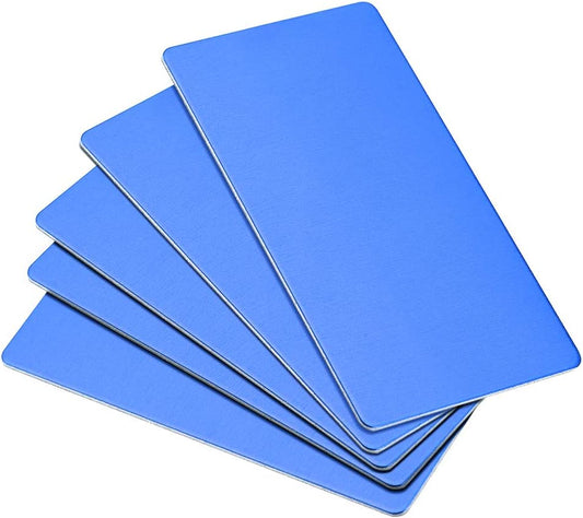 uxcell Blank Metal Card 100x50x0.8mm Anodized Aluminum Plate for DIY Laser Printing Engraving Blue 5 Pcs