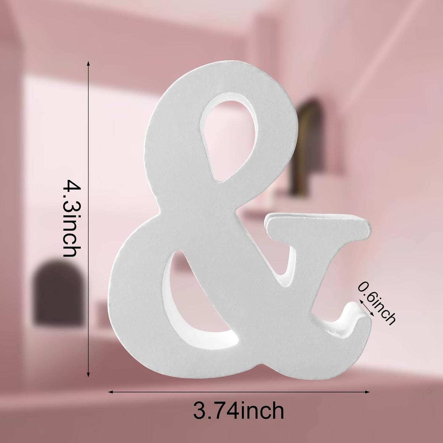 Wood Letters 4.3 Inch, White Unfinished Wood Letters for Graft, Wooden Letters for Wall Decor, Standing Letters for Bedroom, Home, Birthday, Party, DIY Graft (&)