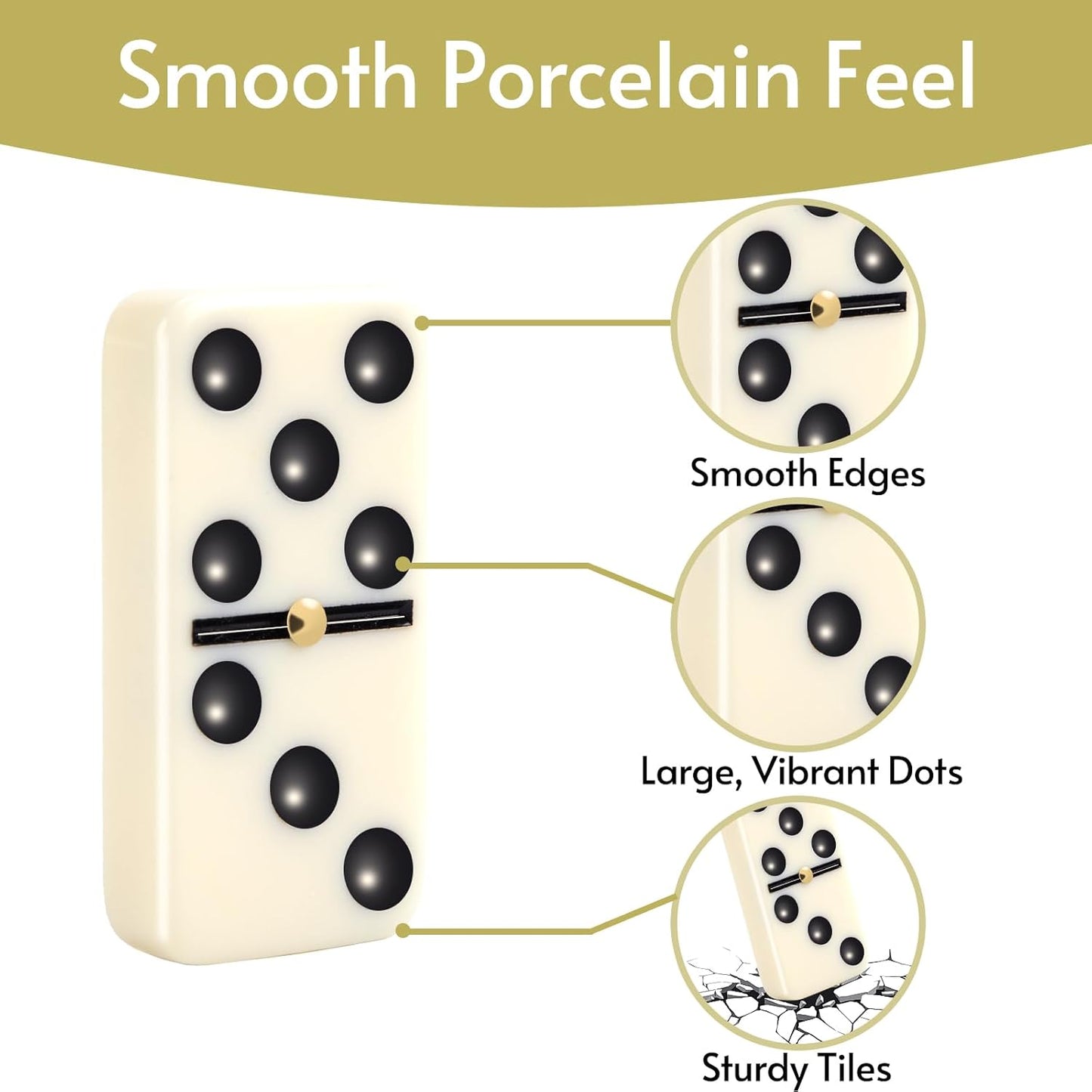 Double 6 Dominos Set for Adults with 4 Wooden Racks & 28 Tiles Travel Dominoes Set Classic Board Game for Family Game Night