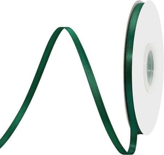 Spruce Satin Ribbon 1/4 Inch X 50 Yards Solid Color Double Faced Ribbons Perfect for Crafts Wedding Decor Bow Making Arts Sewing and More