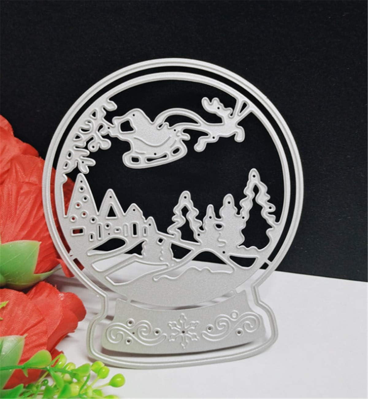 Metal Cutting Dies DIY Merry Christams Embossing Stencil Template Scrapbooking Card Making Mold Photo Album Arts Crafts Tools (Christmas Sleigh ball-11x13.1cm)