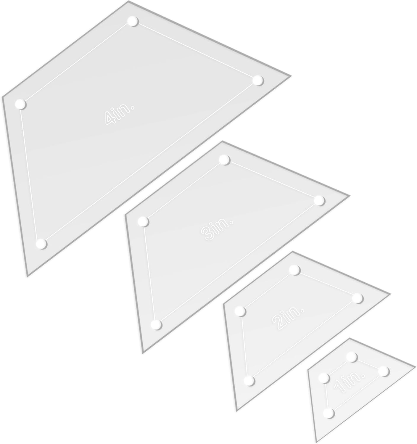 Quilting Acrylic Template Set | Precision Tools for Quilting Enthusiasts | Half Hexagon Design | Includes Sizes 4", 3", 2", 1" | 1/8 Clear Acrylic | 1/4" Seam Allowance for Accuracy