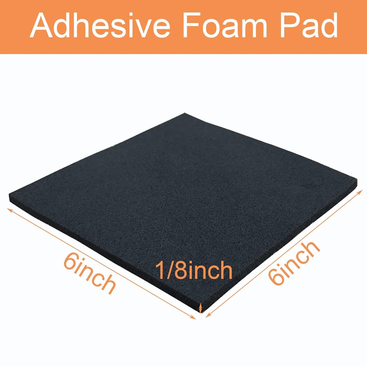 8 Pcs Black Adhesive Foam Padding, Closed Cell Foam Sheet 1/8" Thick 6 Inch X 6 Inch, Adhesive Neoprene Rubber Pad Self Stick Anti-Slip Anti Vibration Pad (6inX 6inX 1/8in, 8)