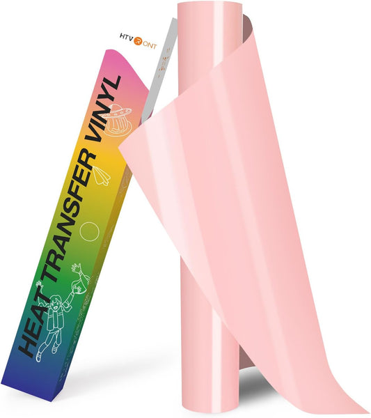 HTVRONT HTV Heat Transfer Vinyl - 12" x 8ft Pink HTV Vinyl for Shirts, Pink Iron on Vinyl Compatible with Cricut Cutting Machine - Easy to Cut & Weed for Craft Design (Coral Pink)