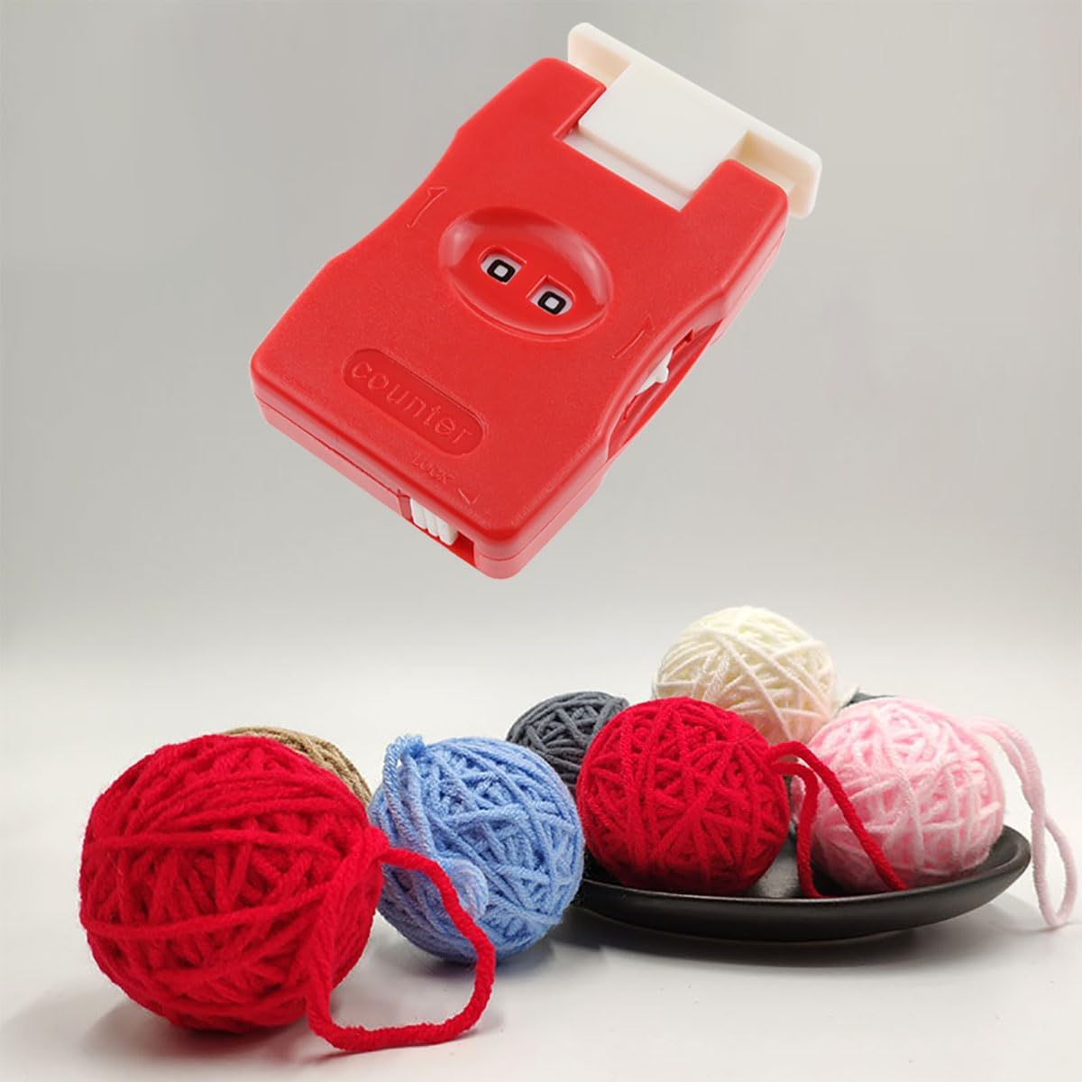 Xhziy Knitting Counter Mini Crochet Counter Knitted Manual Finger Counter Knitting Marking Tool (Red) 2pcs