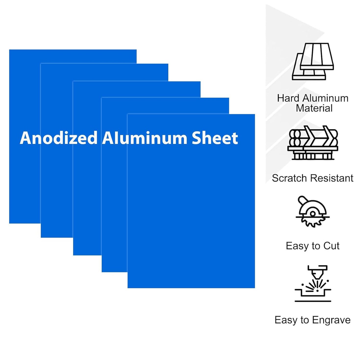 10Pcs Blue Anodized Aluminum Sheet 5" x 7" x 1/32" (0.8mm) Corrosion-Resistant Metal Plates for Laser Engraving, DIY Crafting, Sign Making, Home Decor