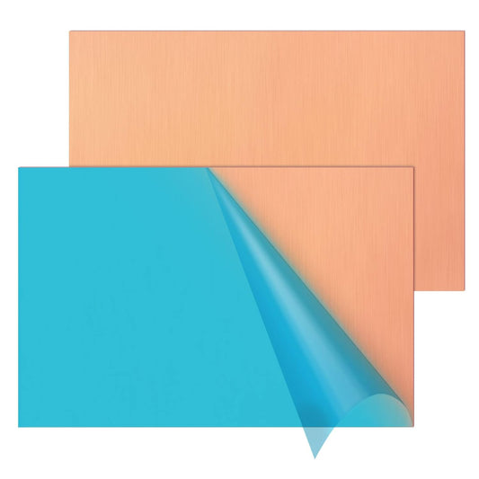 2PCS Copper Sheet, 8” x 12”, 24 Gauge(0.02inch Thick), Double-Sided Attached Film Copper Plates for Jewelry, Handmade Pure Copper Artworks, Repairs, Enameling, Electrical, No Scratches