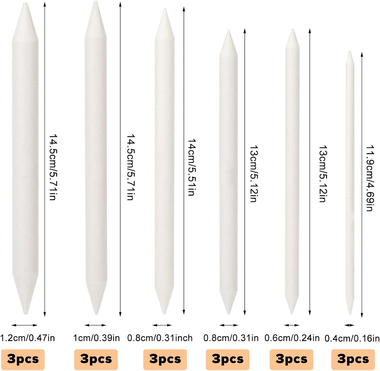 18 PCS Blending Stumps Set，Ymapinc Oil Pastels Blenders & Shading Tools 6 Sizes for Charcoal Drawing Sketching Special Tortillions Blending Tools Art Supplies