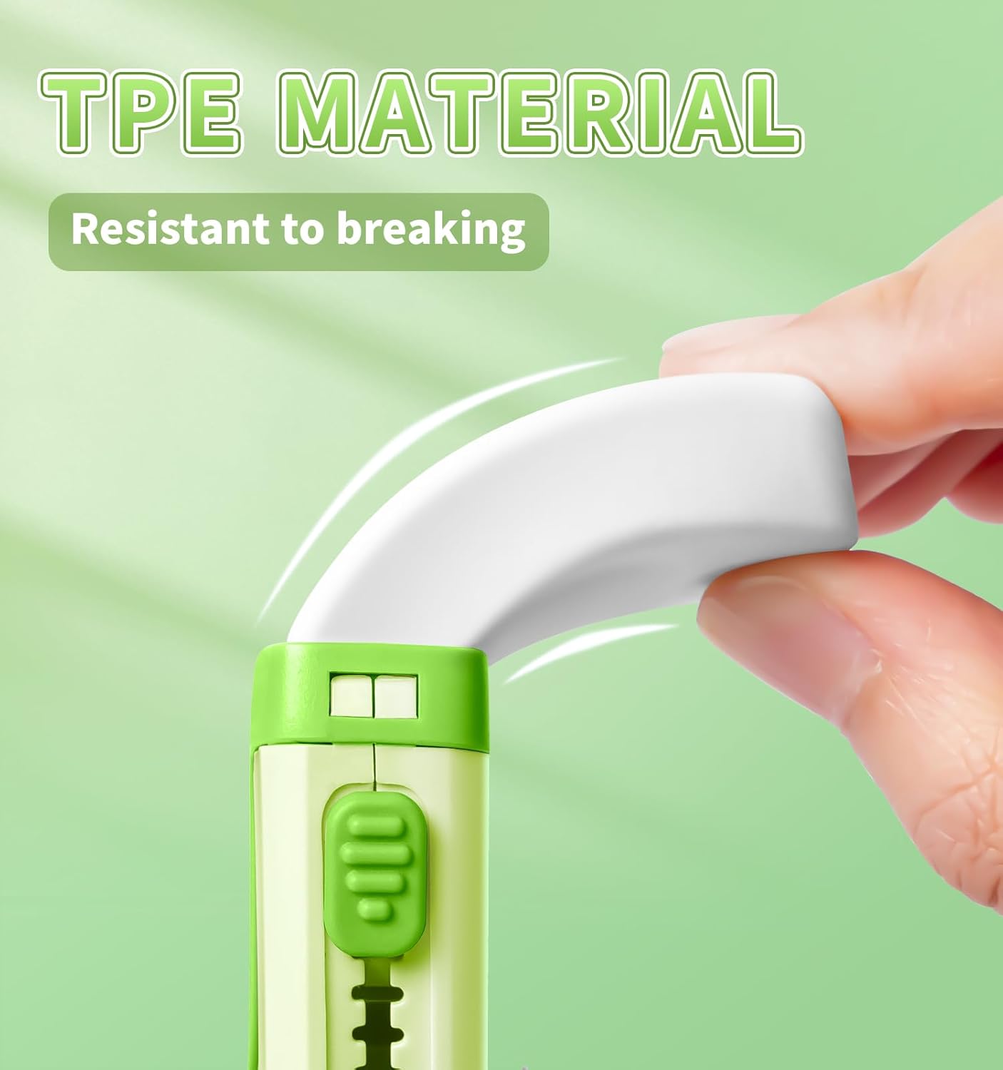 4+1 Pack Rubber Erasers Sliding Retractable Eraser, Large White Erasers for School Office Art Drawing Pencil Eraser for Kids- Green