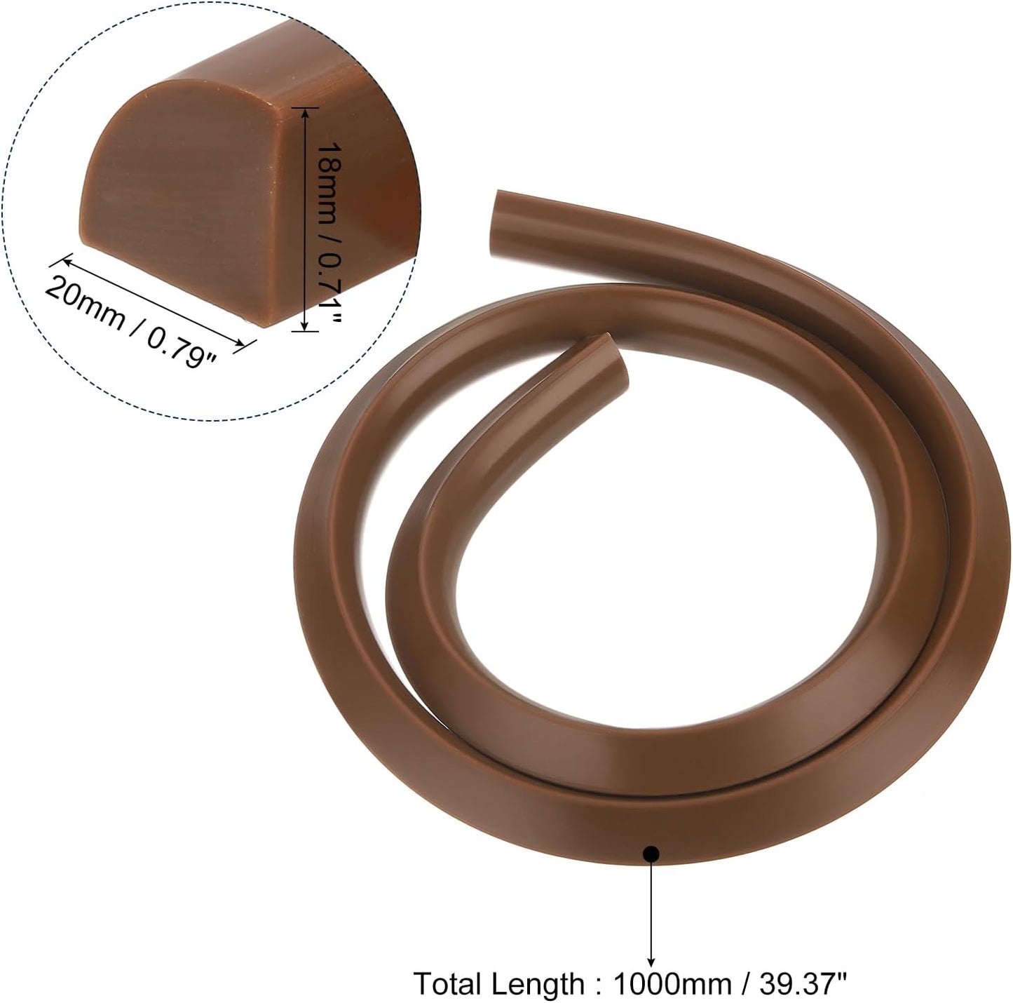 uxcell Flexible Molding Trim, 39 Inch Flexible Quarter Round Molding Silicone Peel and Stick Trim Self Adhesive Shower Water Barrier for Corner Decor Bathroom Kitchen, Brown