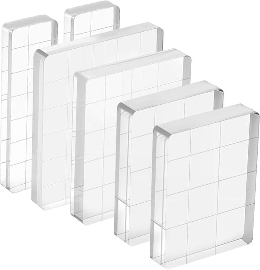 6 Pcs Acrylic Stamping Block Square Clear Stamping Block Tools with Grid Lines Acrylic Blocks Insert Decorative Stamp Blocks Essential Stampings Tool for Scrapbooking Crafts Making DIY Craft