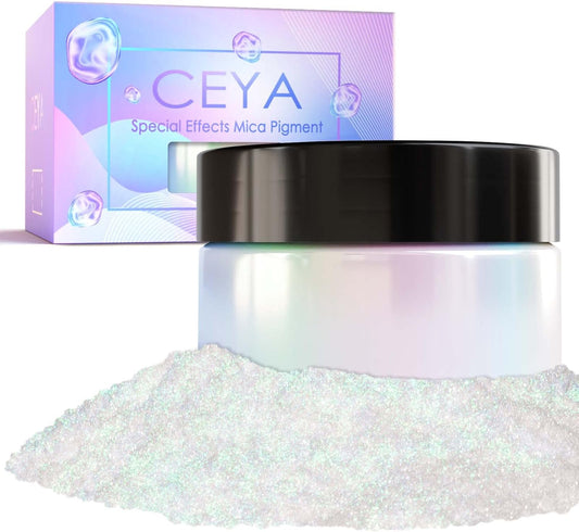 Ceya Chameleon Mica Powder, 1.8oz/ 50g Magic Sea Chrome Nail Powder, Cosmetic Grade Pearlescent Effect Color Shift Pigment for Epoxy Resin, Makeup, Nail Polish, Soap Dye, Candle Making, Slime, Paint