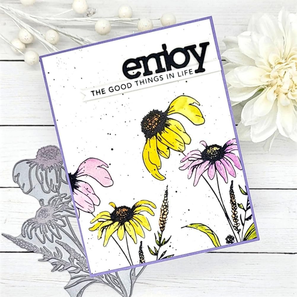 Metal Cutting Dies DIY Embossing Stencil Template Scrapbooking Card Making Mold Photo Album Arts Crafts Tools (Happy Thanks Love Enjoy- 9.6x9.3cm)