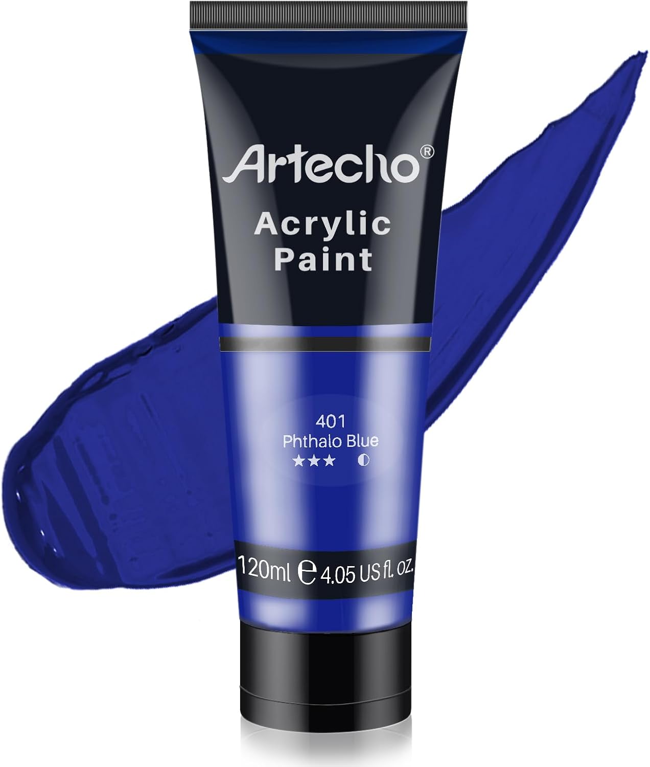 Artecho Blue Acrylic Paint, Phthalo Blue Paint (120ml / 4.05oz) Tubes, Art Craft Paints for Canvas, Rock, Stone, Wood, Fabric, Art Supplies