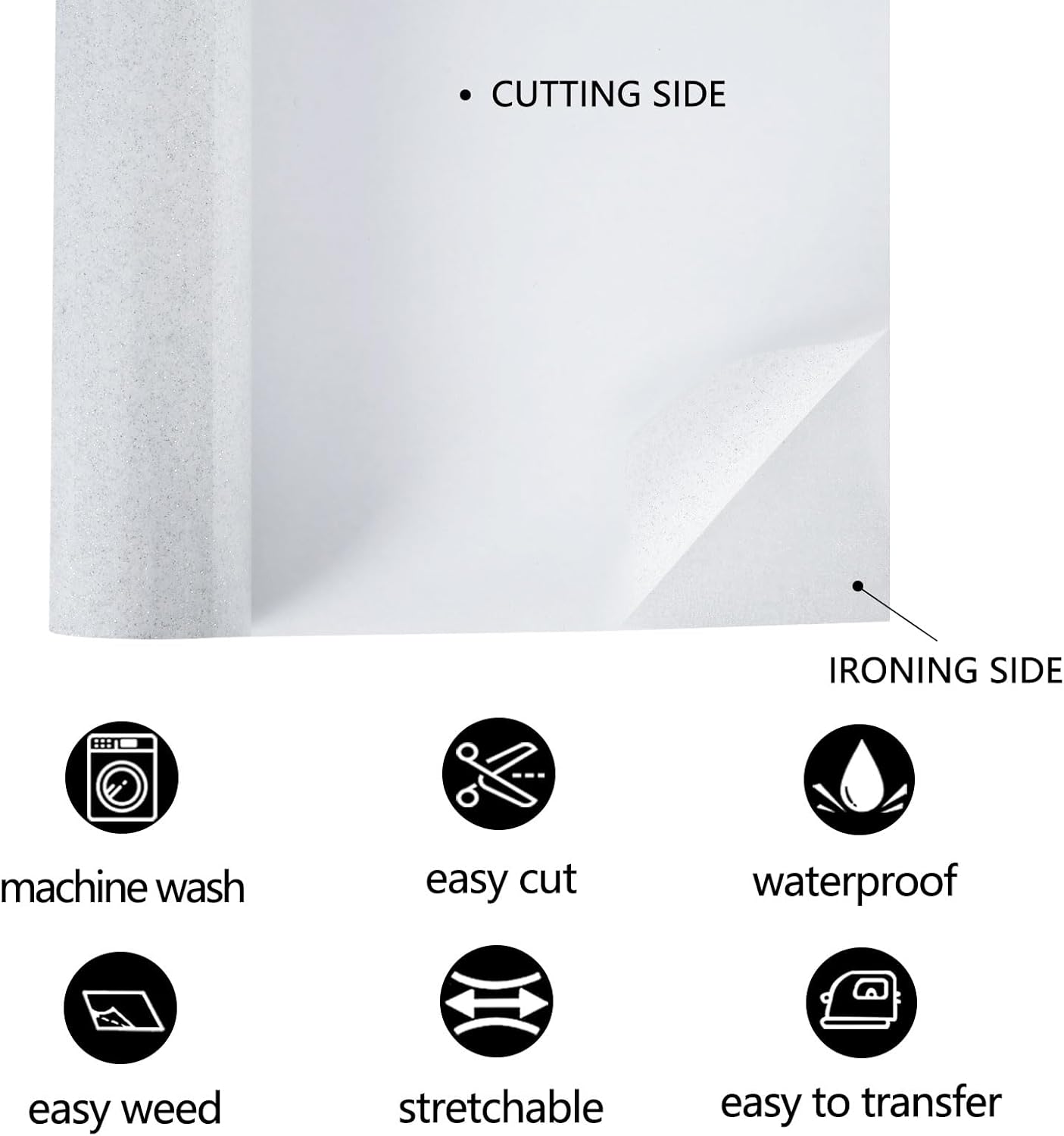 FUNKAKA Glitter White HTV Heat Transfer Vinyl Rolls, 12" x 8ft PU Iron on Vinyl for T-Shirt White Glitter HTV Vinyl for All Cutter Machines Easy to Cut & Weed for Heat Vinyl Design