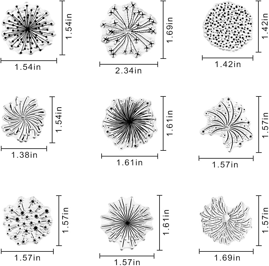Christmas Firework Star Clear Stamps for Card Making, Snowflake Happy New Year Clear Rubber Stamps Silicone Reusable Stamp for DIY Scrapbooking Paper Craft Album Decoration