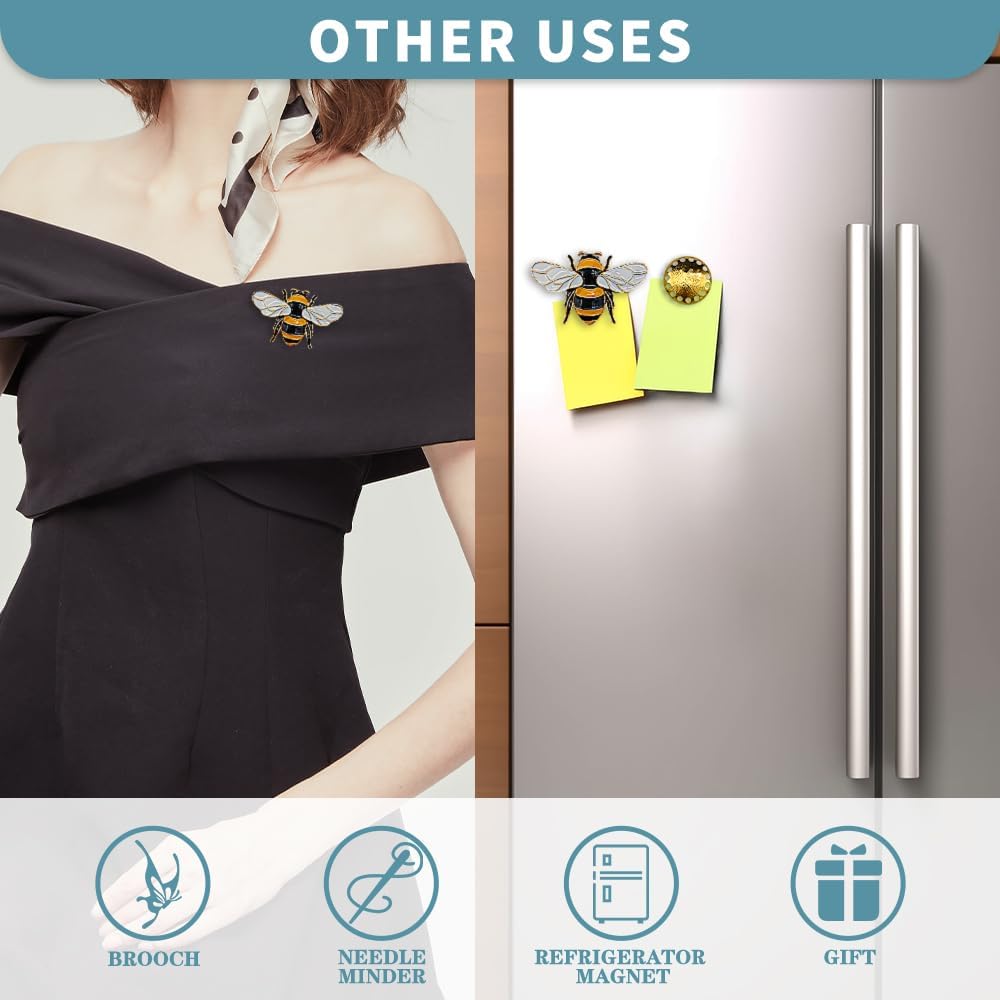 Magnetic Needle Minder Magnet Embroidery Accessories and Supplies Embroidery Needle Holder Cross Stitch Holder Needlework Supplies (Cardinal) (Bee)