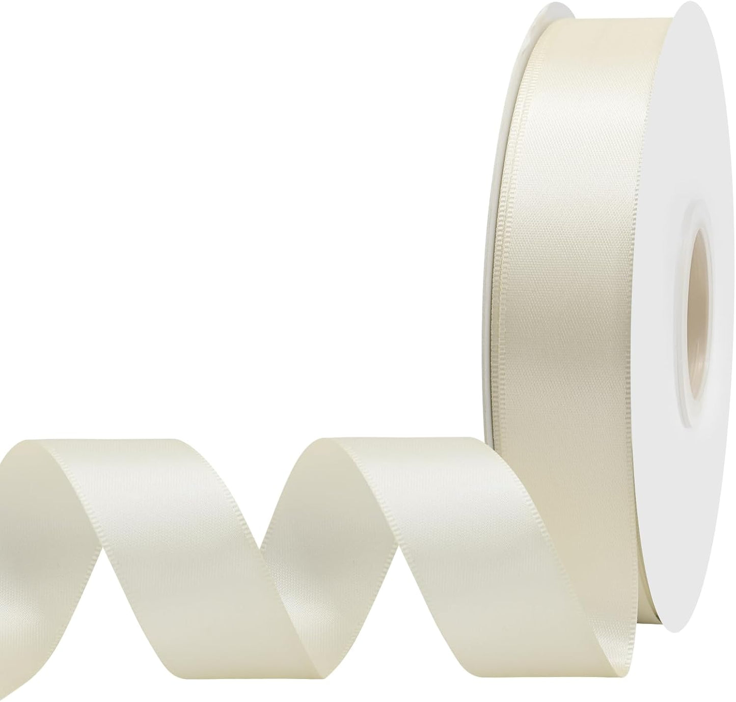Ivory Satin Ribbon 1" X 50 Yards Solid Color Double Faced Ribbons Perfect for Crafts Wedding Decor Bow Making Arts Sewing and More