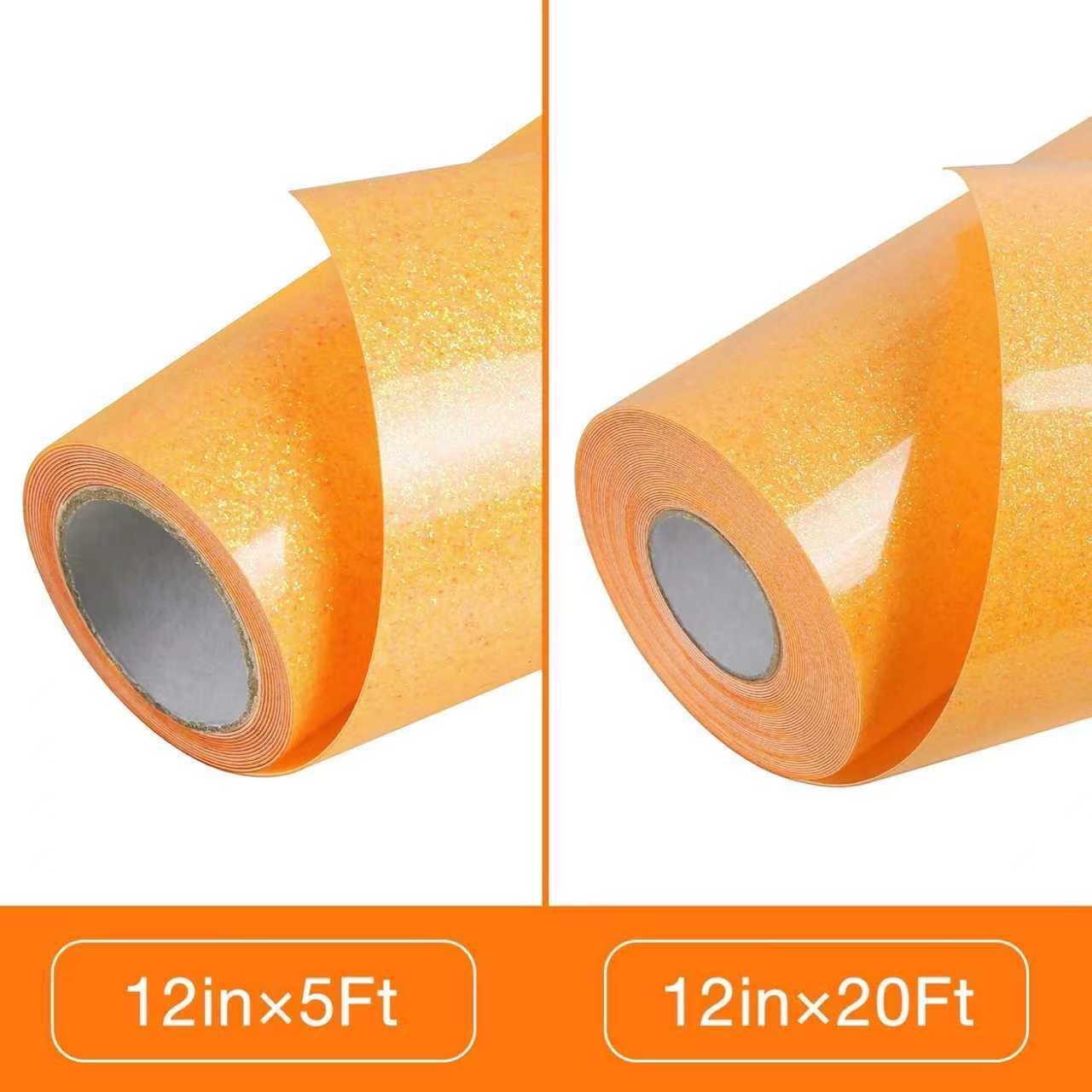 TORC Bright Orange Glitter HTV Heat Transfer Vinyl Roll 12 inch x 5 ft Iron on Vinyl for T Shirts Fall Thanksgiving Crafts