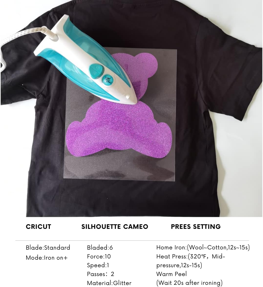 Purple Glitter HTV Heat Transfer Vinyl Bundle 8 sheets-12 x12 Iron on Vinyl for T Shirts Hats Clothing Compatible with Cricut Cameo Heat Press Machine