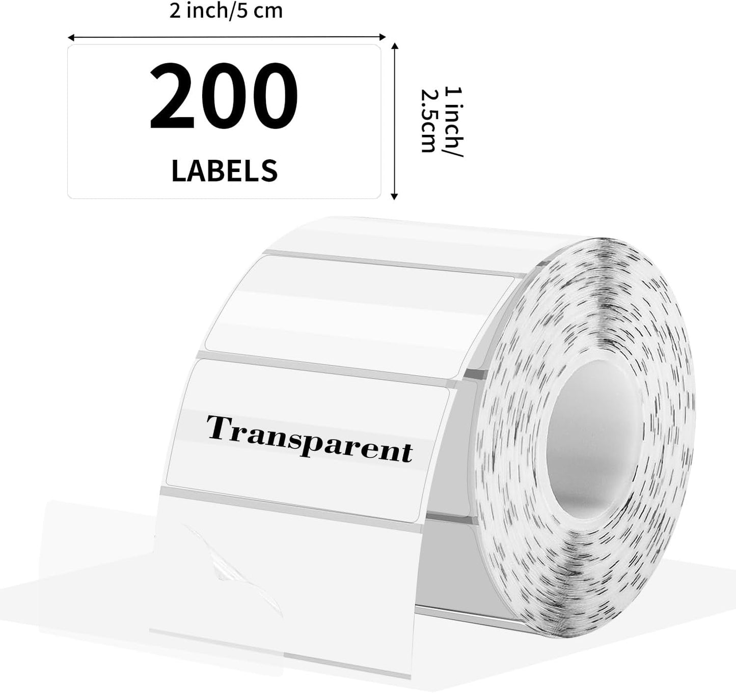 Transparent Clear Thermal Labels, 2 x 1 Inch Printable Transparent Stickers for Small Businesses, Logo Design- Self-Adhesive Direct Thermal Labels- 200 Sheets