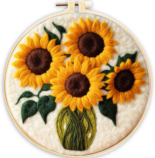 yesJRL Needle Felting Kits Beginners, Natural Landscape DIY Wool Needle Felting Starter Kit, Floral Needle Felt Set with Foam Pad, Felt Cloth and Instructions, Used for Home Decoration (Orange)