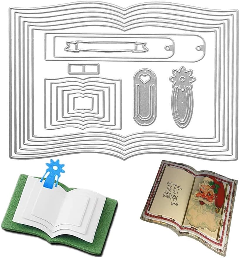Book Cutting Dies,Bookmarks Tags Banner Die Cuts Metal Embossing Stencils Template Mould for Card Scrapbooking and DIY Craft Album Paper Card Decor