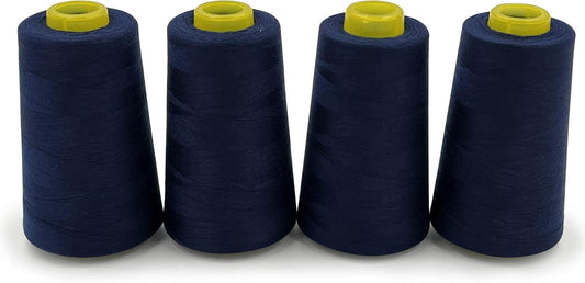 Tortoise 4 Cones of 3000 Yards Each Spool Thread for All Purpose, Serger, Overlock, Quilting, Sewing Machine - 40S/2 Navy Blue 100% Polyester