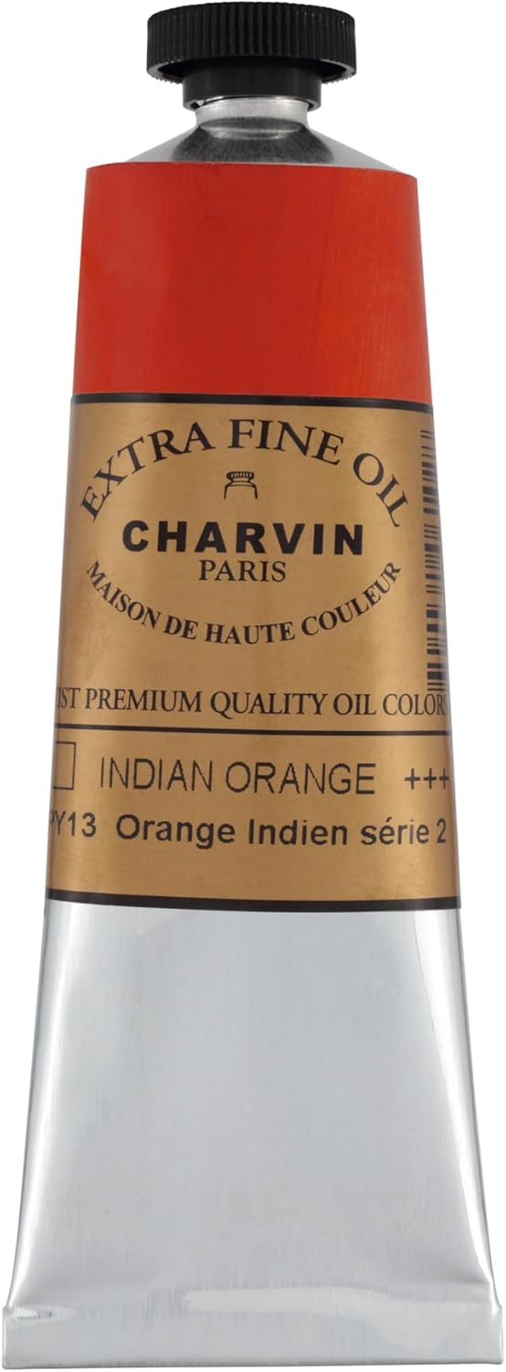 Charvin Extra Fine Oil Paint, Indian Orange 60 mL - Triple-Milled, Rich Texture, Poppy Oil-Based, Light-Fast, Handmade, Archival Quality