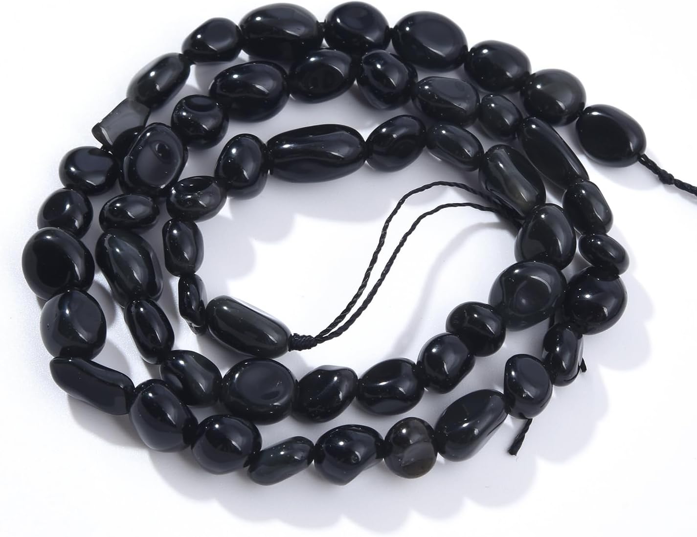 Black Obsidian Pebble Nugget Oval Free Tumbled Stone 6-8mm Natural Gemstone Loose Beads Approx 15.5 inch for DIY Jewelry Making