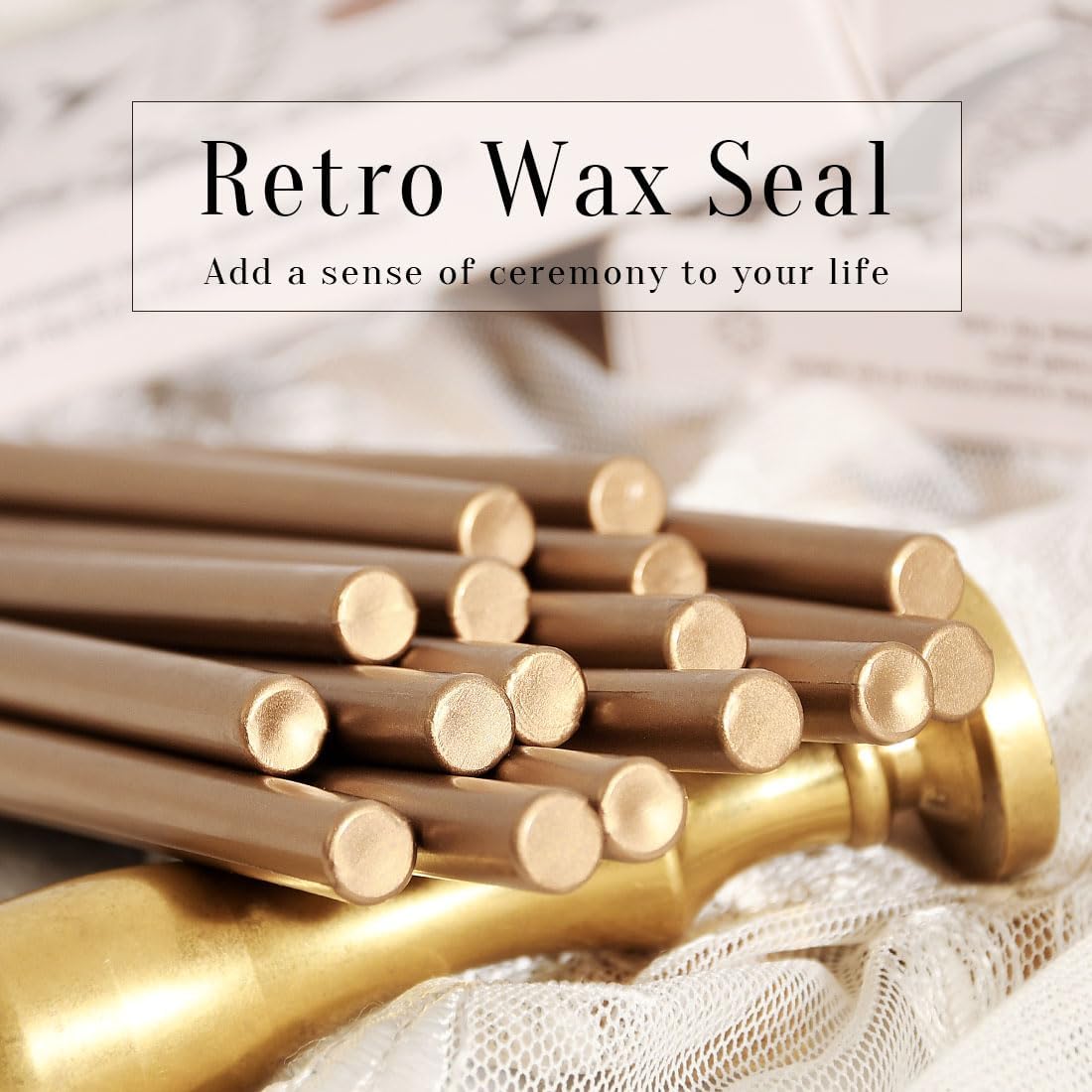 Classic Antique Gold Sealing Wax Stick, Wax Seal Stick for Mini Glue Gun, DIY Wedding Invitation Decoration - Pack of 16