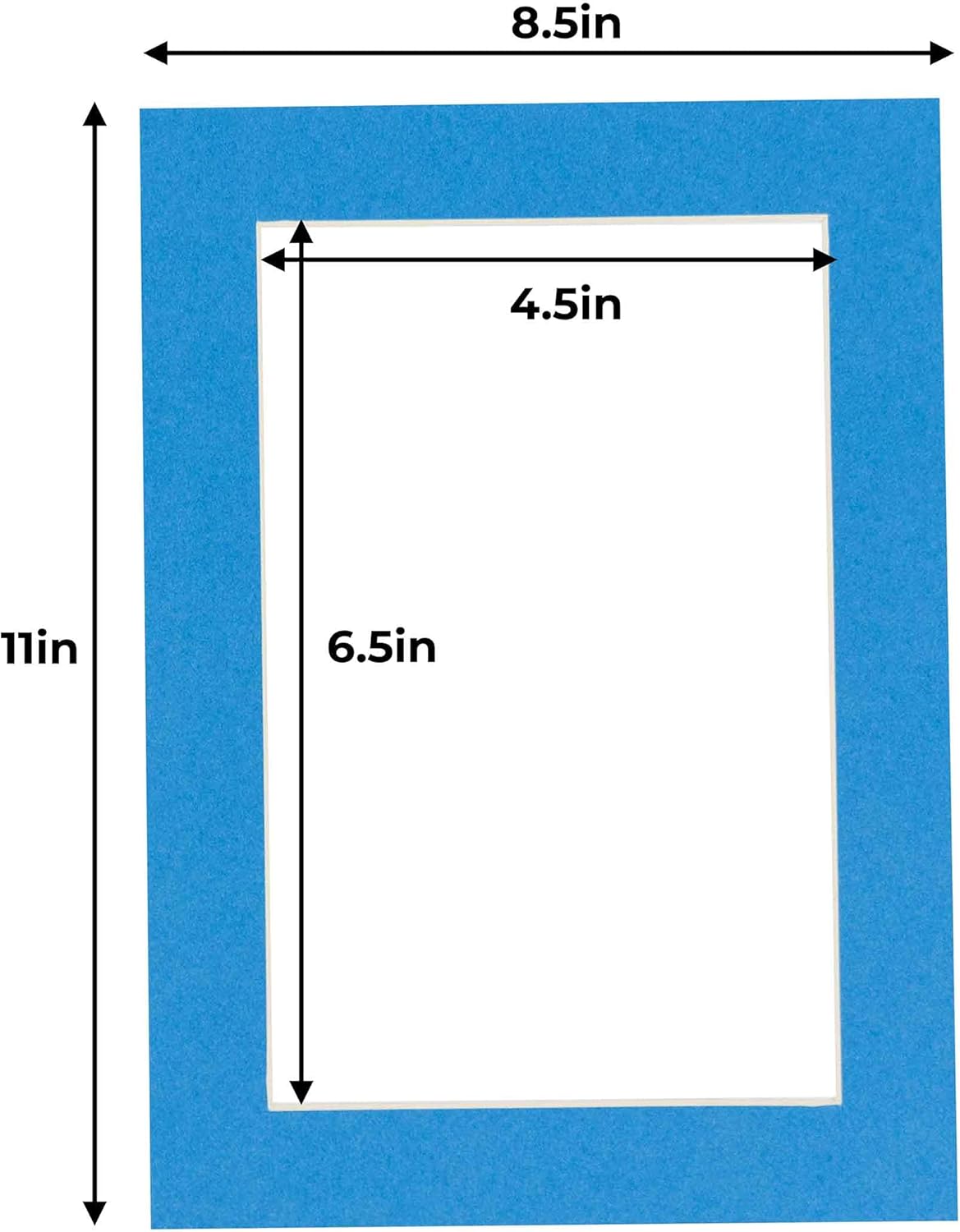 5x7 Mat for 8.5x11 Frame - Precut Mat Board Acid-Free Show Kit with Backing Board, and Clear Bags Bay Blue 5x7 Photo Matte Made to Fit a 8.5x11 Picture Frame Matboard for Framing, Pack of 1 Mat